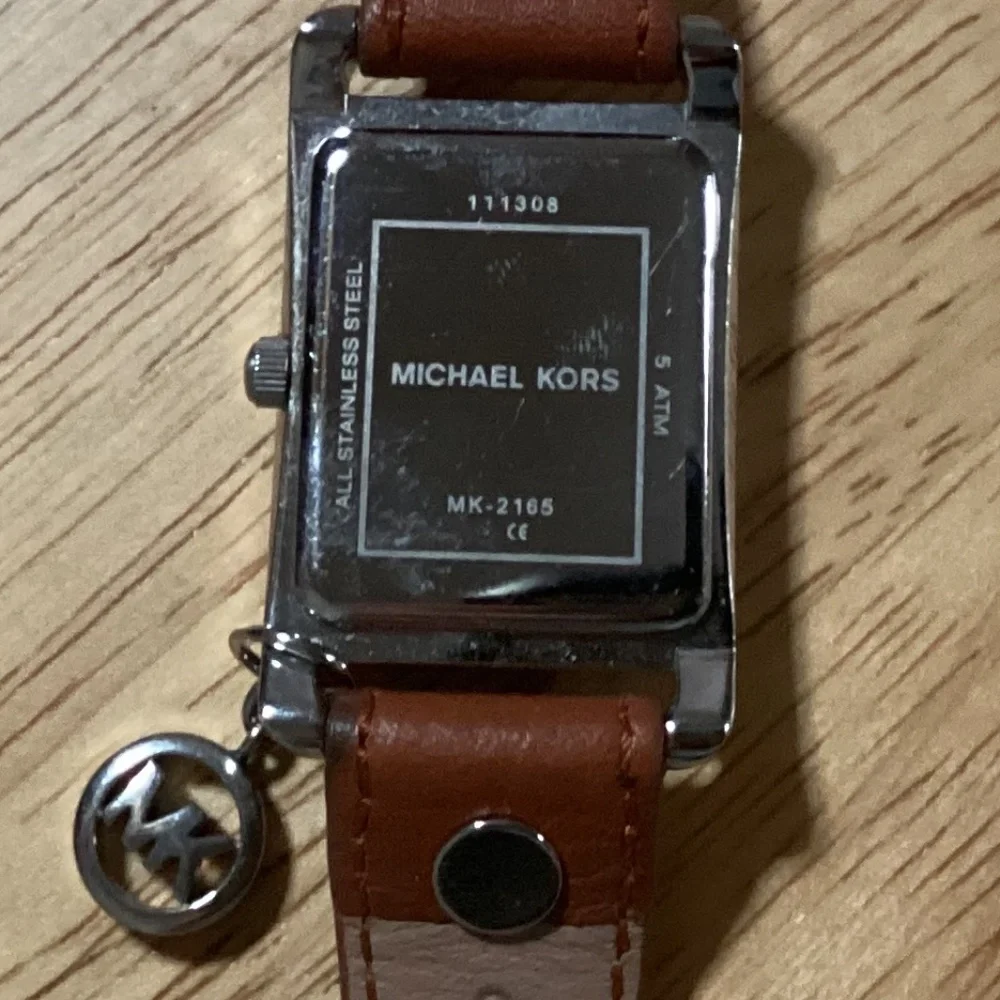 Vintage Michael Kors Women’s Watch Silver-tone with Brown Leather Band MK2165